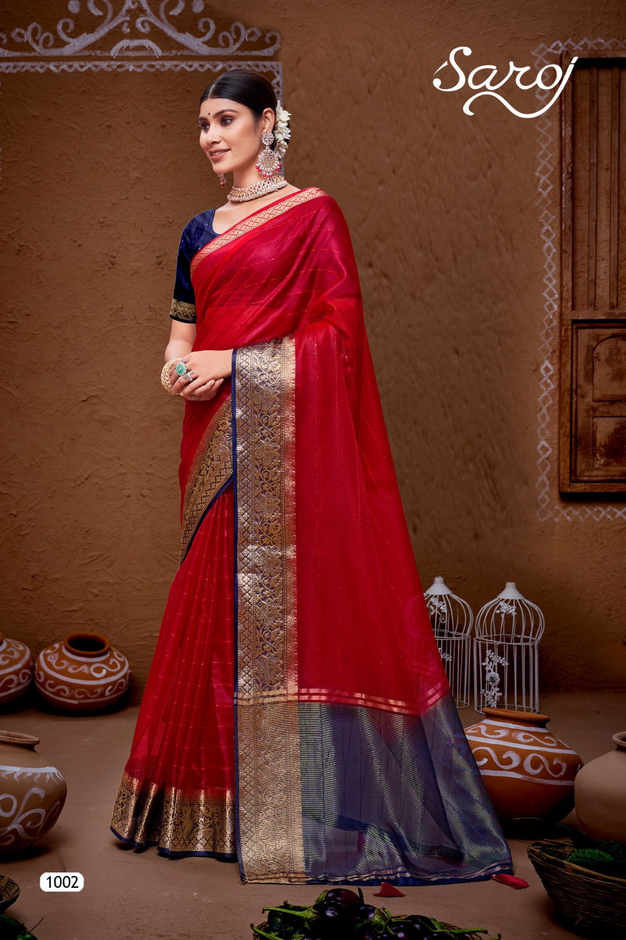 Saroj Rang Mala Organza Sequence Designer Sarees
